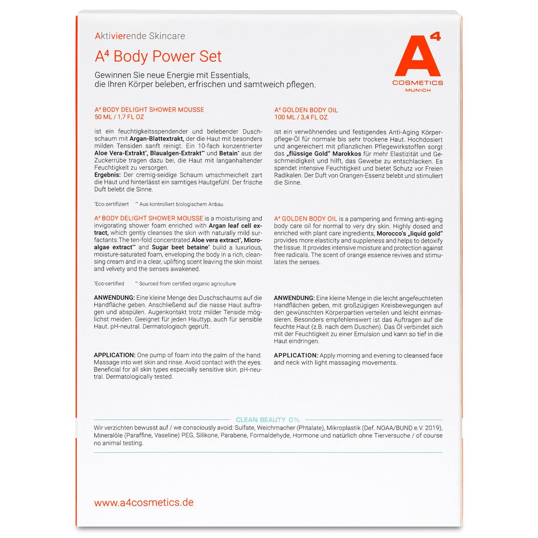 A⁴ Body Power Set | Limited Edition mit gratis Shower Mousse im Wert von 10€